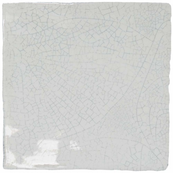 White square tile cut out with a grey crackle finish