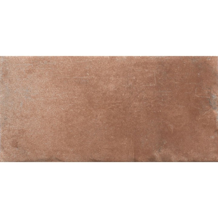 Cut out of a dark terracotta small brick tile