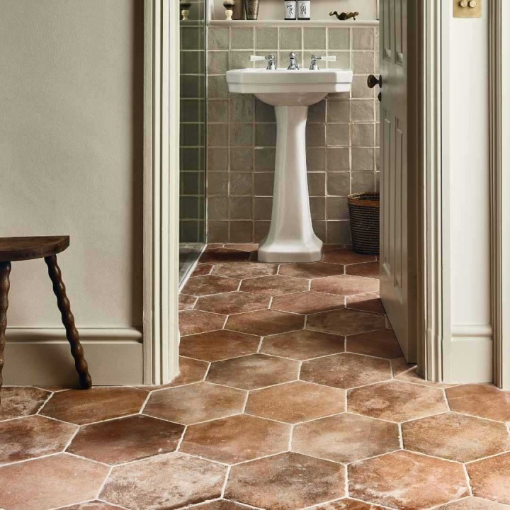 Andalucia Granada Hexagon porcelain terracotta effect floor tiles