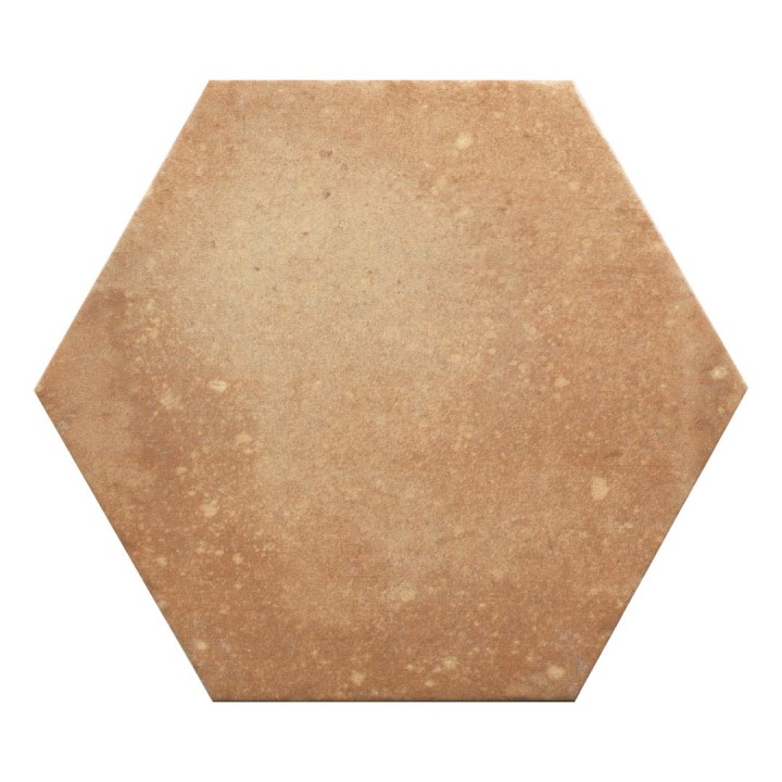 Cutout image of pale terracotta hexagon tile