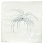 Cut out of a hand painted spider plant square tile in a charcoal etching style