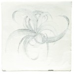 Cut out of a hand painted ornamental grass square tile in a charcoal etching style