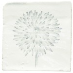 Cut out of a hand painted daffodil square tile in a charcoal etching style