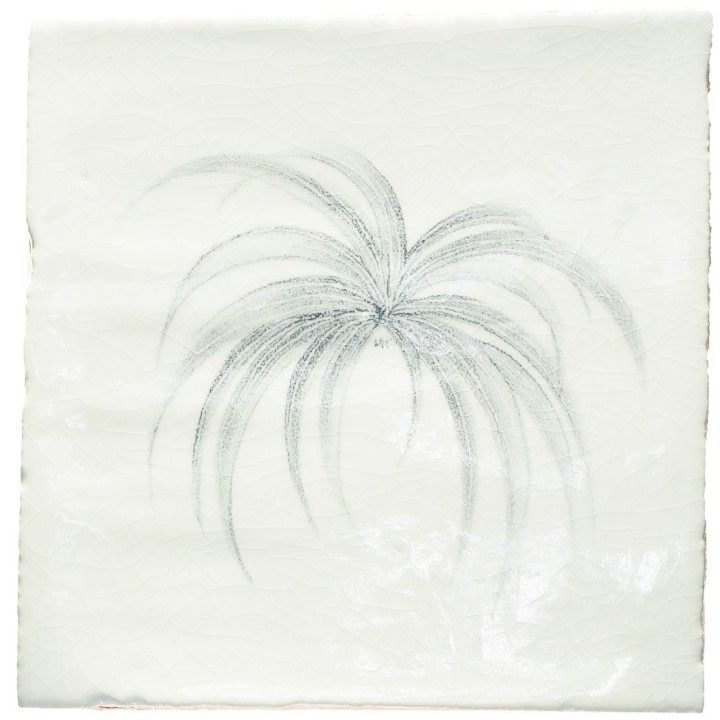Cut out of a hand painted spider plant square tile in a charcoal etching style