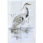 British Birds Heron Panel A on China Clay White