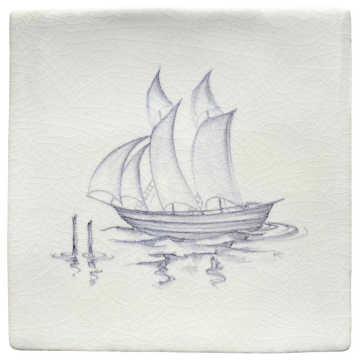Fishing boat sylvia chalk white square