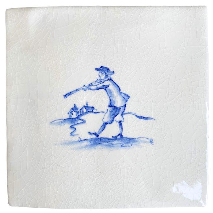 Flute Player - 13 x 13 Crackle Glaze, product variant image