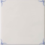 Cut out of a delft square tile with the classic blue style with corners