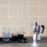 Contemporary Classics Hazelwood Taupe square wall tiles, finished with white grout