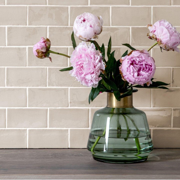 Contemporary Classics Field Mouse Brown metro brick wall tiles, finished with white grout