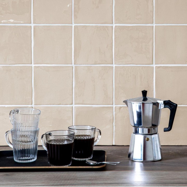 Contemporary Classics Hazelwood Taupe square wall tiles, finished with white grout