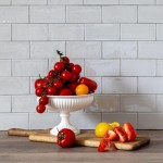 Contemporary Classic Dithered Sky small brick wall tiles with white grout