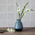 Contemporary Classic Dithered Sky square wall tiles with white grout