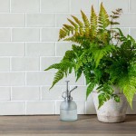 Contemporary Classic Stone House White small brick wall tiles with white grout