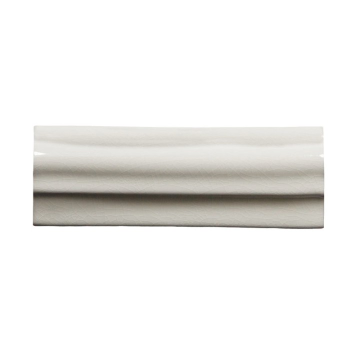 Cut out of dado border bolection tile in antique white with a crackle glaze