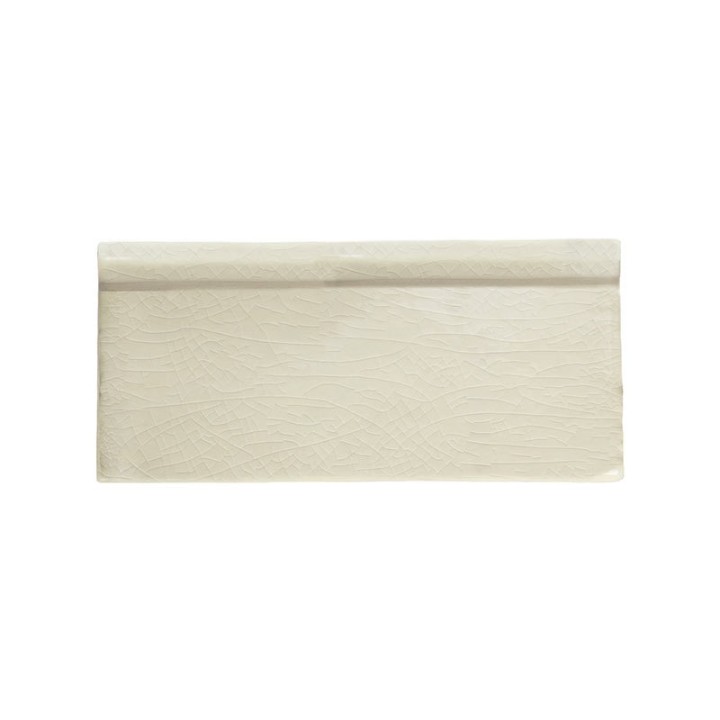 Cut out of frame border metro tile in cream with a crackle glaze