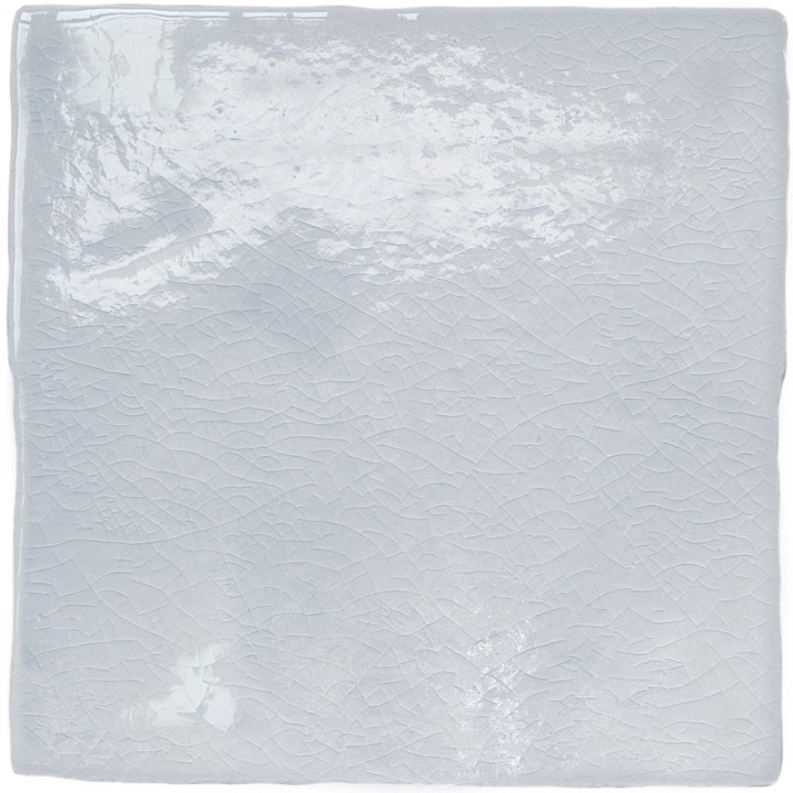 Cut out image of a woodsmoke blue crackle glazed square tile