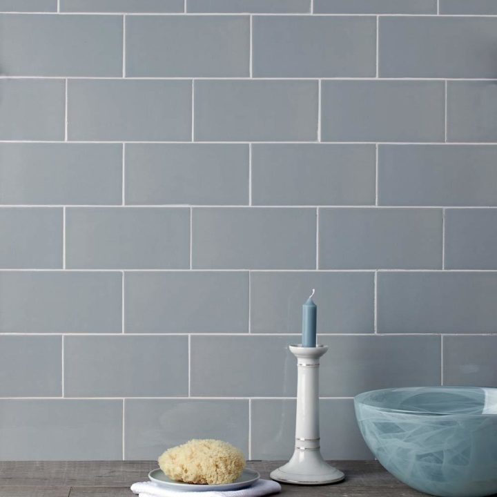 Our large bricks can fill entire walls comfortably without ever feeling busy as there are fewer grout lines. Shown here is Simplicity in Celadon.