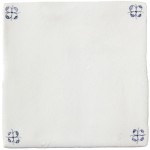 Sylvia Blue Clover Corner motifs on Antique White 13x13 tile cutout