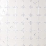 Wall of delft bird square tiles mixed with plain delft tiles in the classic blue style