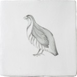 Cut out of a hand painted farmland bird square tile in a classic charcoal style