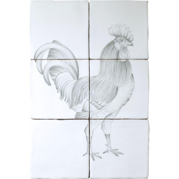 Farmland Birds Cockerel A Panel on Chalk White