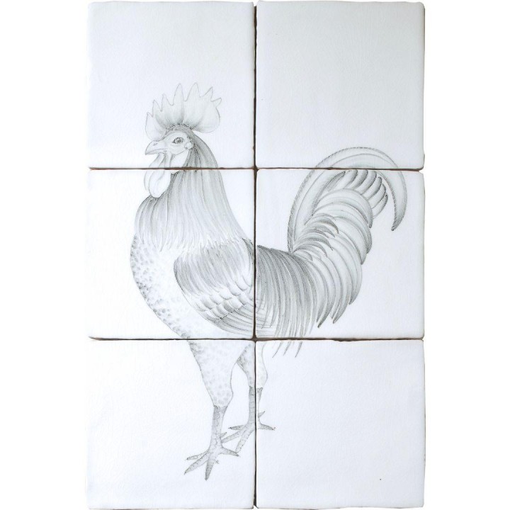 Farmland Birds Cockerel B Panel on Chalk White