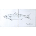 Fish Mackerel Two tile panel on Chalk White