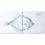 Fish Plaice Two tile panel on Chalk White