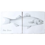 Fish Sea Bass Two tile panel on Chalk White