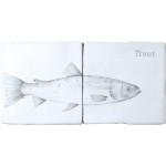 Fish Trout Two tile panel on Chalk White