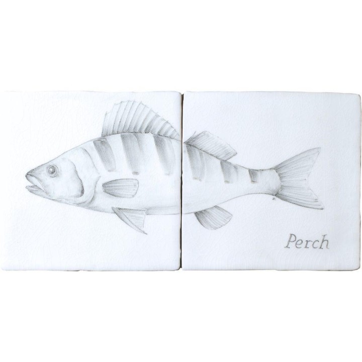Fish Perch Two tile panel on Chalk White
