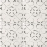 Cut out of four tile panel of decorative pattern tiles with a french vintage feel in a charcoal shade