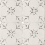 Cut out of four tile panel of decorative pattern tiles with a french vintage feel in a charcoal shade
