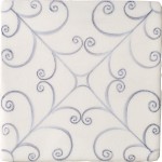 Cut out of decorative pattern tiles with a french vintage feel in a blue shade