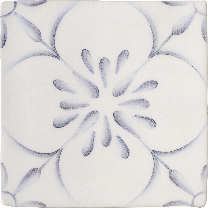 Cut out of decorative pattern tiles with a french vintage feel in a blue shade