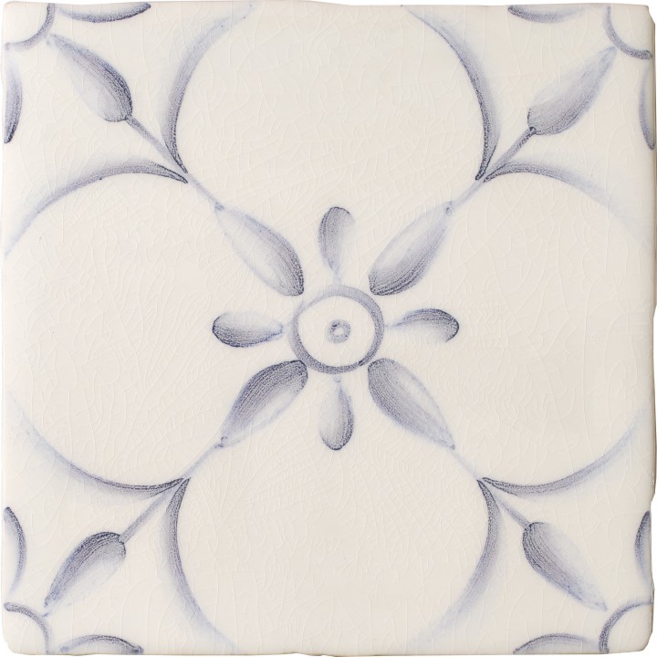 Cut out of decorative pattern tiles with a french vintage feel in a blue shade