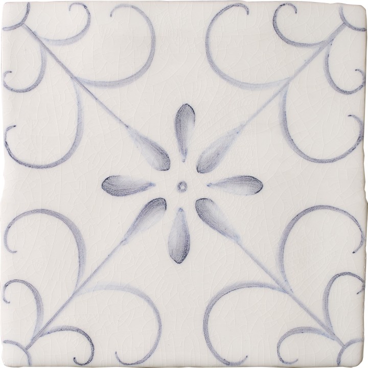 Cut out of decorative pattern tiles with a french vintage feel in a blue shade