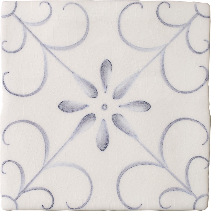 Cut out of decorative pattern tiles with a french vintage feel in a blue shade