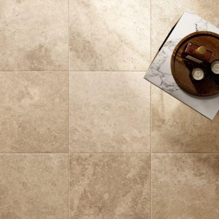 French Limestone square porcelain tiles