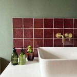 Halcyon Carmine handmade purple wall tiles in a bathroom splashback