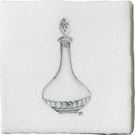 Vintage kitchen carafe antique white taco tile with charcoal illustration