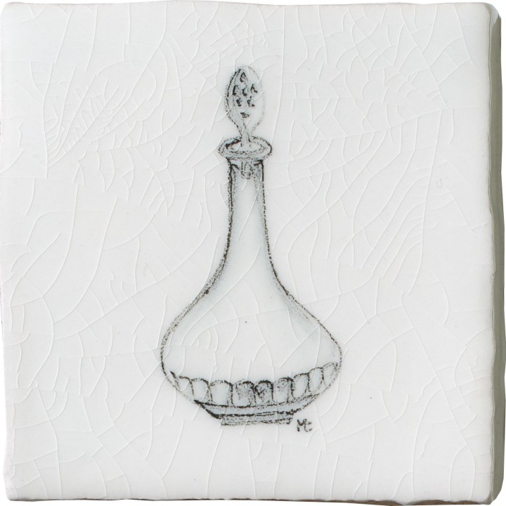 Vintage kitchen carafe antique white taco tile with charcoal illustration