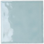 Cut out of a cool duck egg blue gloss square tile