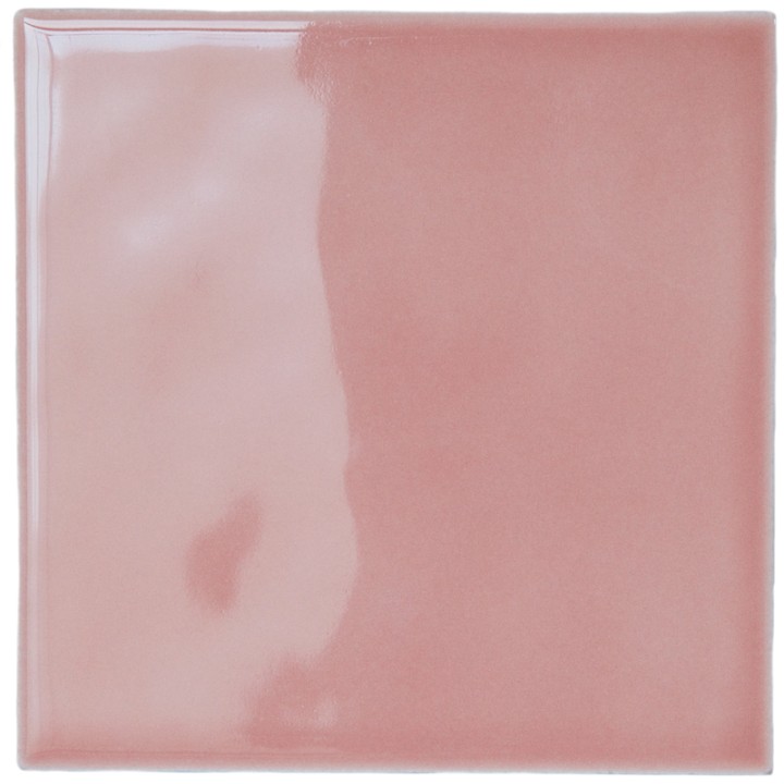 Cut out of a pale coral pink gloss square tile