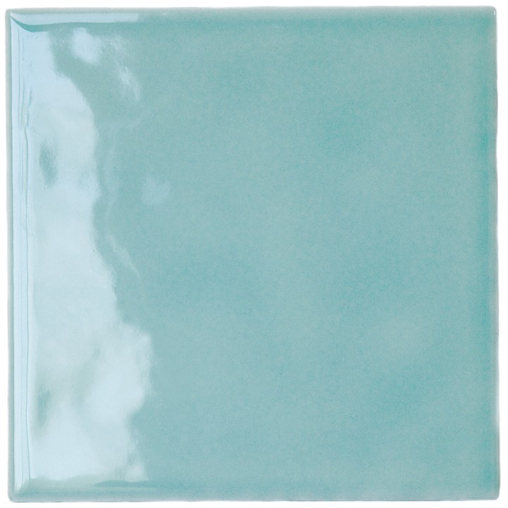 Cut out of a deep teal blue gloss square tile