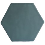 Cut out of a blue grey matt hexagon tile