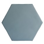 Cut out of a grey blue matt hexagon tile