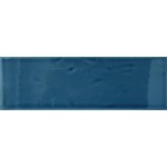 Cut out of a deep navy blue gloss long metro brick tile