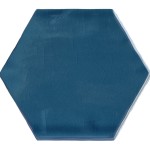 Cut out of a navy blue gloss hexagon tile